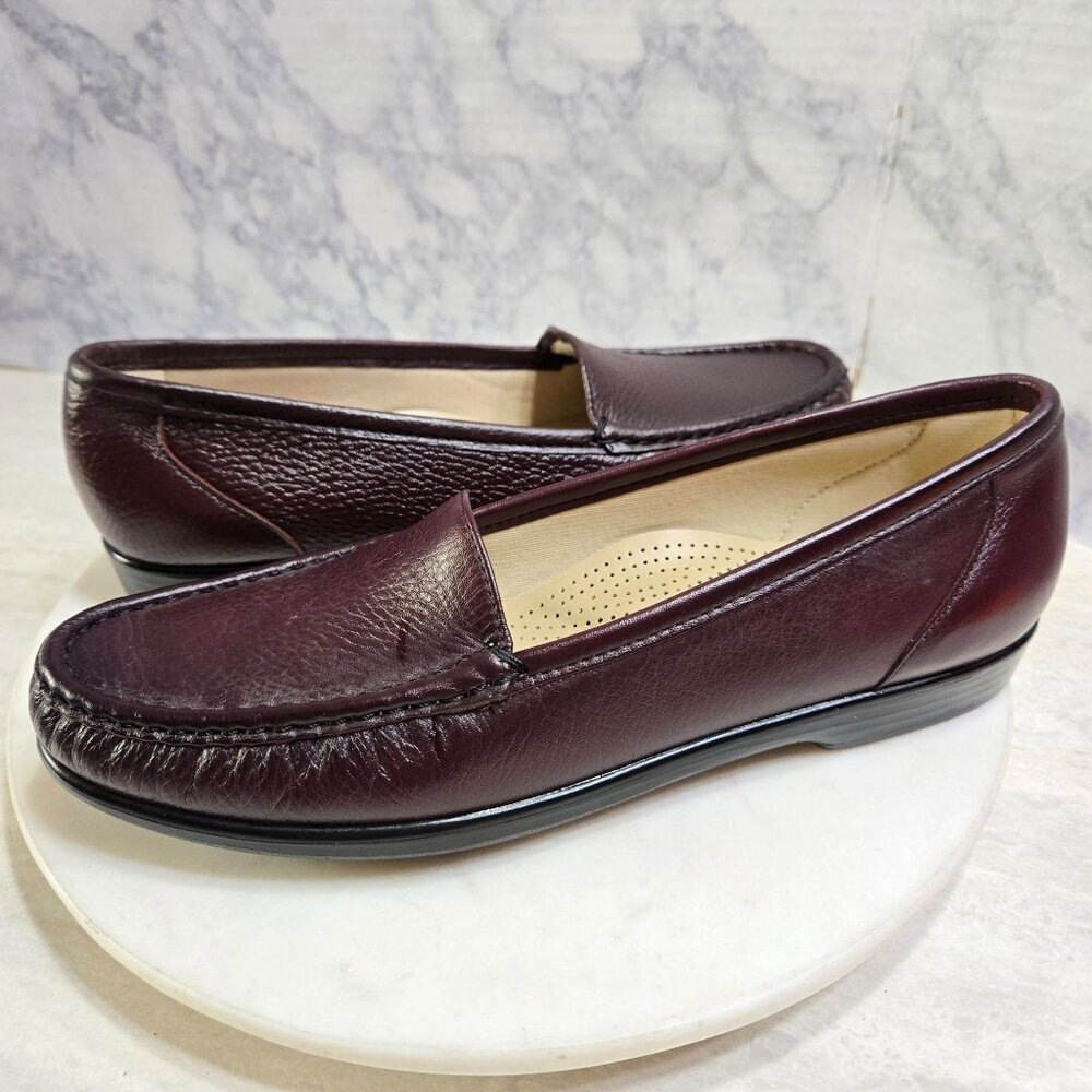 SAS Leather Loafers Womens 9.5 S Tripad Oxblood Pebbled‎ Leather Casual Shoes